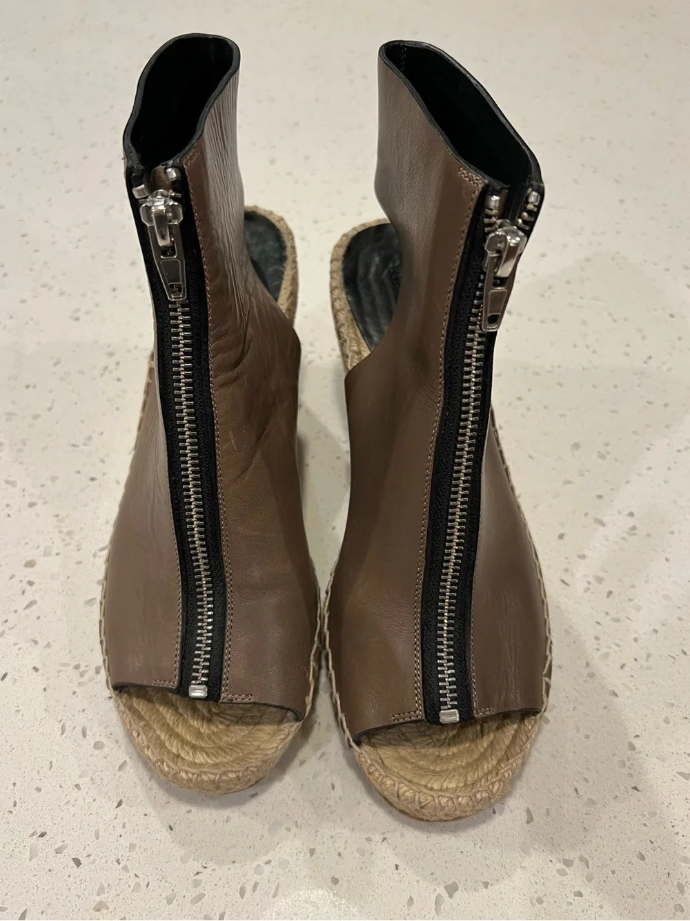 Celine Paris Brown Leather Espadrille Wedge Sandals EU 39